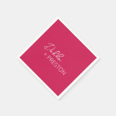 Serviette En Papier Mariage moderne rose chaud minimal (Coin)