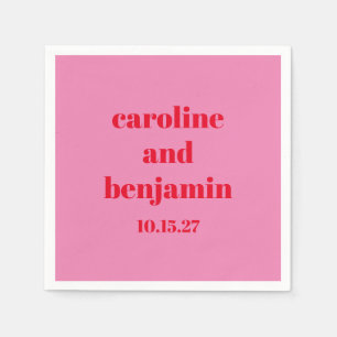 Serviette En Papier Mariage moderne rose gras personnalisé