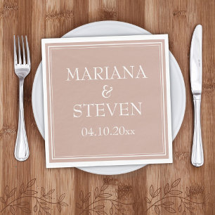 Serviette En Papier Mariage moderne rose minimaliste