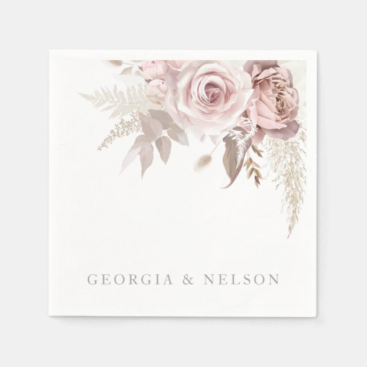 Serviette En Papier Mariage moderne rose pâle (Devant)