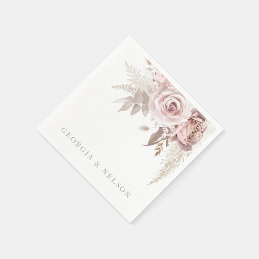 Serviette En Papier Mariage moderne rose pâle (Coin)