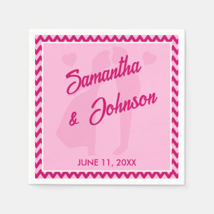 Serviette En Papier Mariage Moderne Rose Pâle à Rayures Chevron