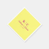 Serviette En Papier Mariage moderne rose pâle et beurré jaune (Coin)