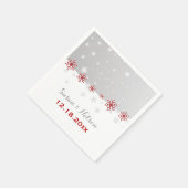 Serviette En Papier Mariage moderne rouge, gris argenté (Coin)