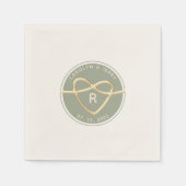 Serviette En Papier Mariage moderne Sage vert Monogram Napkins (Devant)