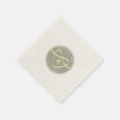 Serviette En Papier Mariage moderne Sage vert Monogram Napkins (Coin)