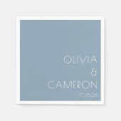 Serviette En Papier Mariage moderne simple personnalisé bleu rouillé (Devant)