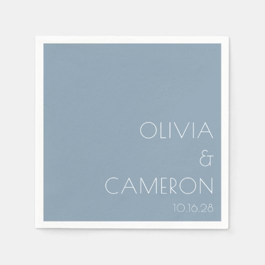 Serviette En Papier Mariage moderne simple personnalisé bleu rouillé (Devant)
