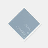 Serviette En Papier Mariage moderne simple personnalisé bleu rouillé (Coin)
