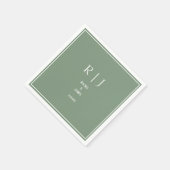Serviette En Papier Mariage Moderne Tendance Monogramme Initiale Vert  (Coin)