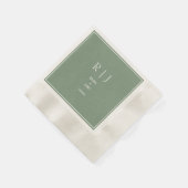 Serviette En Papier Mariage Moderne Tendance Monogramme Initiale Vert (Coin)