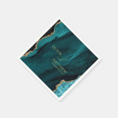 Serviette En Papier Mariage Moderne Turquoise Agate (Coin)