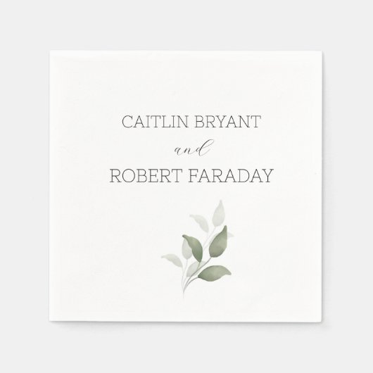 Serviette En Papier Mariage moderne verdure (Devant)