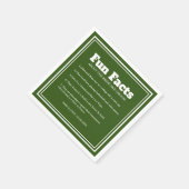 Serviette En Papier Mariage Moderne Vert et Blanc Faits Amusants (Coin)