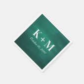 Serviette En Papier Mariage moderne vert foncé. Émeraude simple et élé (Coin)