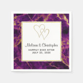 Serviette En Papier Mariage moderne violet et or marbre Abstrait (Devant)