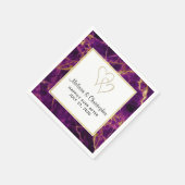 Serviette En Papier Mariage moderne violet et or marbre Abstrait (Coin)