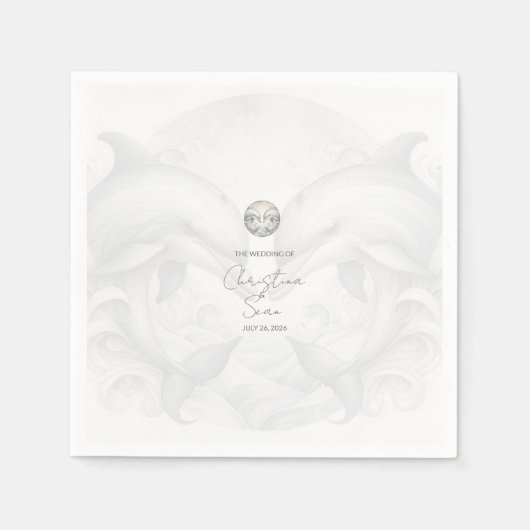Serviette En Papier Mariage moderne Whimsy Dolphin (Devant)