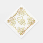 Serviette En Papier Mariage Monogram Classic Gold Frame Traditionnel (Coin)