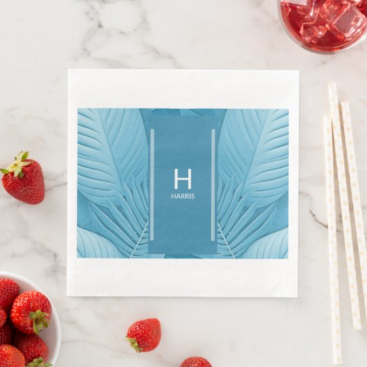 Serviette En Papier Mariage Monogram Napkins | Turquoise tropical (En situation)