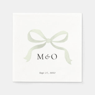 Serviette En Papier Mariage Monogramme Aquarelle Vert Sauge Moderne