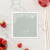 Serviette En Papier Mariage Monogramme blanc clair (En situation)