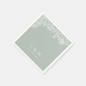 Serviette En Papier Mariage Monogramme blanc clair (Coin)