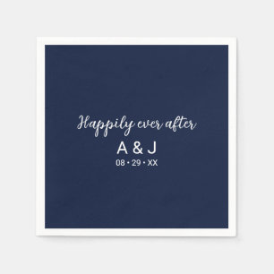 Serviette En Papier Mariage Monogramme Bleu Blanc À Tout Jamais