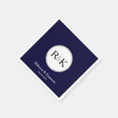 Serviette En Papier Mariage monogramme bleu foncé (Coin)