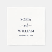 Serviette En Papier Mariage Monogramme bleu marine moderne (Devant)