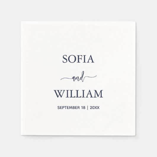 Serviette En Papier Mariage Monogramme bleu marine moderne (Devant)