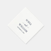 Serviette En Papier Mariage Monogramme bleu marine moderne (Coin)