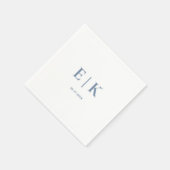 Serviette En Papier Mariage Monogramme Bleu Poussiéreux (Coin)
