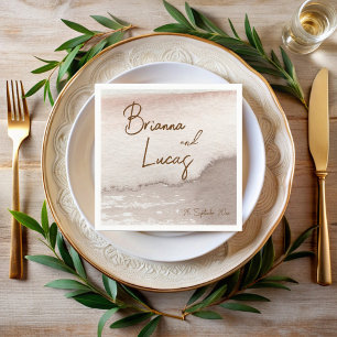 Serviette En Papier mariage monogrammé Brown couleur  en terre cuite