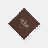 Serviette En Papier Mariage Monogramme Brun et Blanc (Coin)