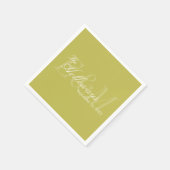 Serviette En Papier Mariage Monogramme Chartreuse Écriture Moderne (Coin)
