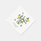 Serviette En Papier Mariage Monogramme Citron Vert Eté (Coin)
