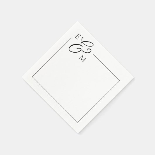 Serviette En Papier Mariage Monogramme classique Napkin (Coin)