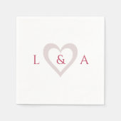 Serviette En Papier Mariage Monogramme Coeur 2 Initiales (Devant)