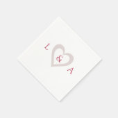 Serviette En Papier Mariage Monogramme Coeur 2 Initiales (Coin)