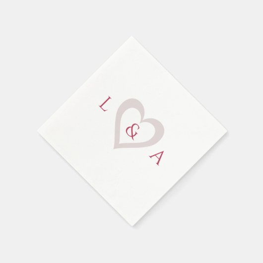 Serviette En Papier Mariage Monogramme Coeur 2 Initiales (Coin)