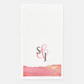 Serviette En Papier Mariage Monogrammé Corail Rose (Devant)