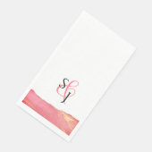 Serviette En Papier Mariage Monogrammé Corail Rose (Coin)