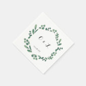 Serviette En Papier Mariage Monogramme de Calligraphie Moderne Eucalyp (Coin)