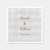 Serviette En Papier Mariage monogramme de parties scintillant argent (Devant)
