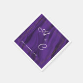 Serviette En Papier Mariage monogramme de soie violette (Coin)