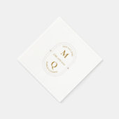 Serviette En Papier Mariage monogramme d'or blanc minimal (Coin)