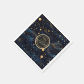 Serviette En Papier Mariage Monogramme Doré de la Marine Céleste (Coin)