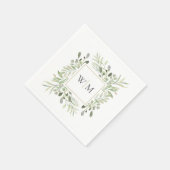 Serviette En Papier Mariage Monogramme Doré de Verdure Moderne (Coin)