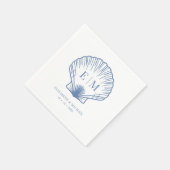 Serviette En Papier Mariage Monogramme du Coastal Blue Seashell (Coin)